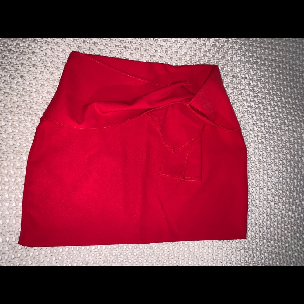 red mini skirt